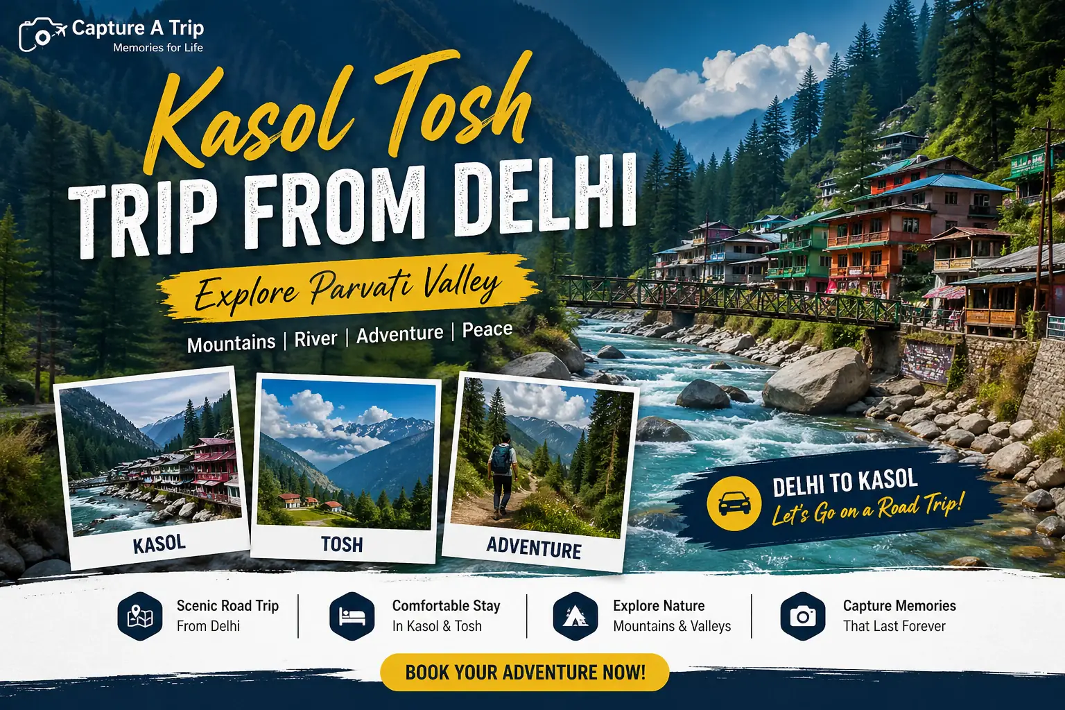 Kasol Tosh Tour Package from Delhi | 2N 3D Kasol Trip