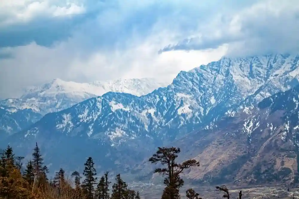 Snow covered mountains at Mahasu Peak Kufri Himachal Pradesh